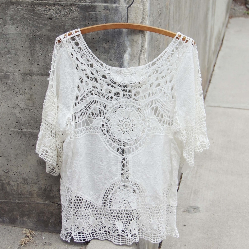 White lace top( freesize)(NWOT) - Picture 4 of 5